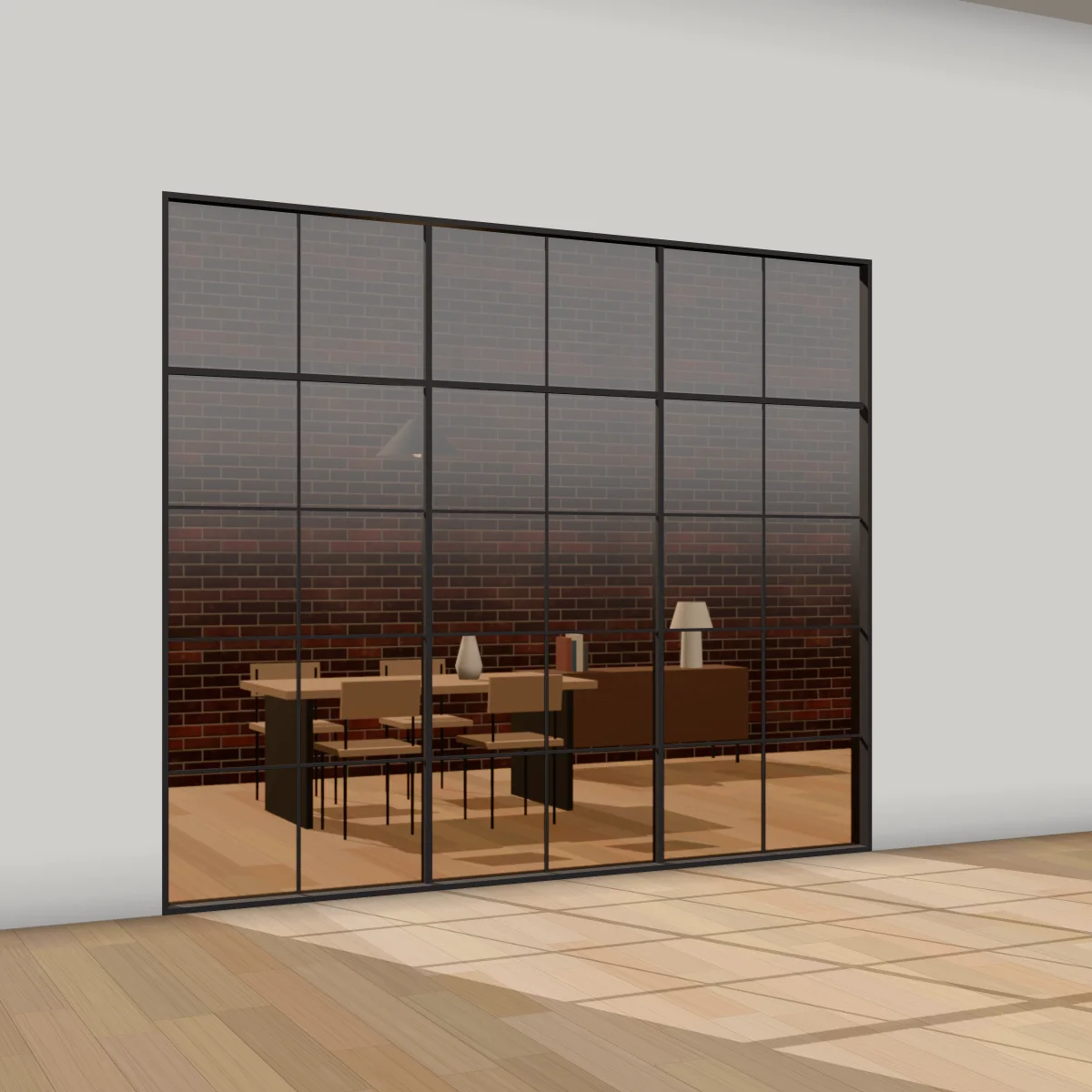 Trennwand mit Oberlicht und Bronzeglas